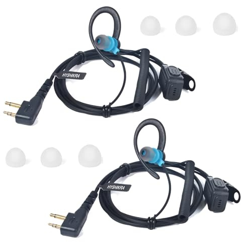 HYSHIKRA 2-Pin Funkgeräte Headset mit Mikrofon PTT | Kompatibel mit Midland G7 pro G8 G9 pro M24 M24 Plus M48 M99 G6 XT G7 XTR | Security Softair