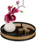 Relaxdays Bandeja Redonda Decorativa, Efecto Ratán, HxD: 5,5x30 cm, Plato para Velas, Joyas, con Borde, Negro y Natural, 60% Madera 40% plástico, 5,5 x 30 cm
