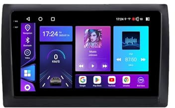 9 Android 15 Pantalla Táctil Radio 2 DIN Coche Pantalla para Fiat Stilo 2002-2010 con Enlace Espejo/GPS/FM/BT/Ventilador de refrigeración/Reproductor Multimedia(2+32G)