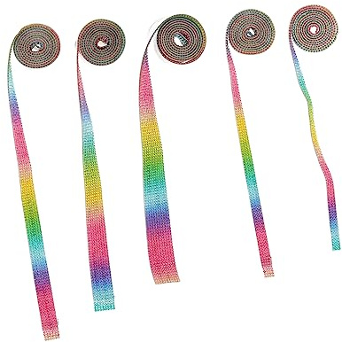 OFFIGAM Ceinture En Strass Auto-adhésive Multicolore 5 Rouleaux 3-10 Rangées Ruban Adhésif Cristal Haute Résistance Décoration Diy Bricolage Téléphone Voiture