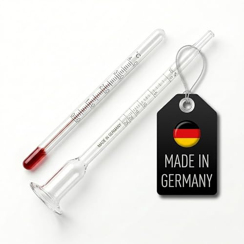 Lantelme Glas Vinometer 0 bis 25 Vol% Alkoholmeter zur präzisen Messung des Alkoholgehalts | mit Glasthermometer 0-40°C | Ideal für Hobby Winzer und Herstellung eigener Getränke