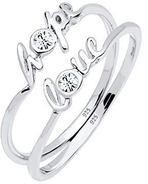 Elli Ring Damen Hope Love mit Kristalle in 925 Sterling Silber