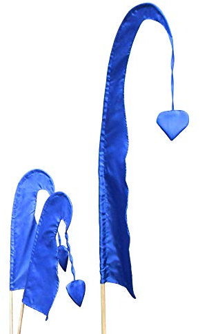 DEKOVALENZ Drapeau de Bali Little SANUR avec Mât en Bois, Pointe en Forme de Coeur, différentes Couleurs et Longueurs, Longueur:120 cm, Couleur:Bleu