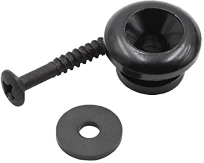 vhbw Gurtknopf Pin für Gitarrengurt, Gurt für Gitarre, Konzertgitarre, Westerngitarre, Bass-, E-Gitarren, schwarz Pilz