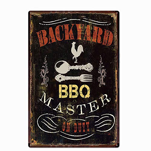 UOOPAI Backyard BBQ Master Metall-Blechschild, Vintage-Schild
