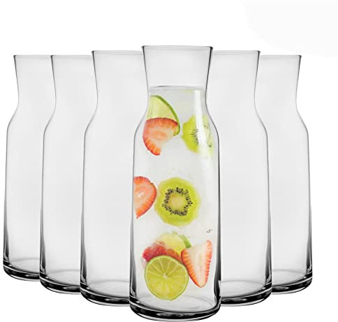 Bormioli Rocco 6-teiliges Wasserkaraffen-Set aus Glas – Dekanter für Wasser, Wein, Eistee – 1,2 l