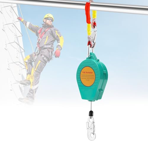YJINGRUI Self Retracting Lifeline 330lbs Fall Arrester Fall Protection with Alloy Steel Hook & Steel Wire Rope 33ft (10m)