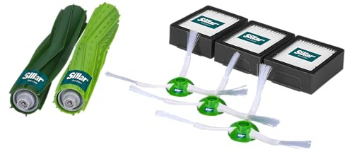 Sillar Accesorios para iRobot Roomba i7 i7 + E5 E6 E7 Robot Aspiradora Piezas de Repuesto Paquete de 1 Juego de Cepillo de Goma, 3 filtros Hepa, 3 cepillos Laterales