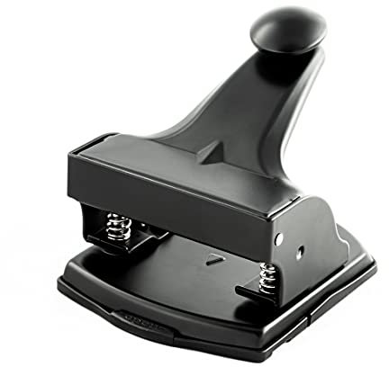 Kornet & Hahn Design Locher aus Metall | einrastende Anschlagschiene mit Formatangaben | Büro Locher für bis zu 30 Blatt Papier | Farbe: Schwarz matt