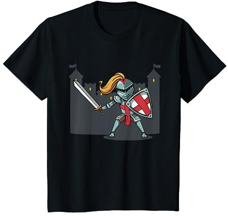 Ritter Design Mit Ritterburg Mittelalter Geschenke Kinder Ritter T-Shirt Schwarz Kurzarm 4-5 Jahre Klassische Passform Kind Jungen