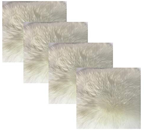 Reissner Lammfelle | 4er Set | NADI-30-Set4-WEI | Echtes Schaffell | hochwollig | quadratisch | 30x30cm Weiss
