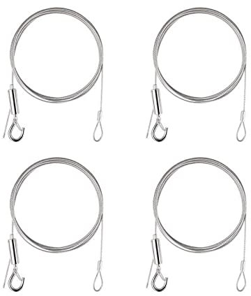 Hwtcjx 4 PCS Picture Hanging Wire Rope, Picture Hanging Chain, Mirror Chain, Stainless Steel Wire Rope, Cable Suspension Kit, Hold Up to 20kg, for LED Panel Lights, Heavy-duty Lighting (1.5mmx1m)