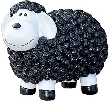 Geschenkestadl Gartenfigur Schaf wetterfest 23 cm hoch Tier Figur (Schwarz)