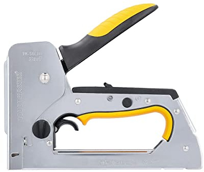TOUGH MASTER 3 in 1 Heftpistole mit Ganzmetallkörper, gummiertem Griff, Sicherheitsverschluss, Tacker, Stiftnagler, Nagelpistole (?TM-SGC31T)