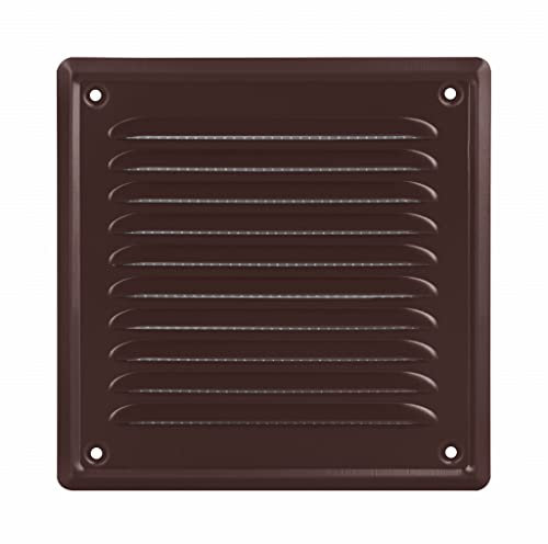 ADGO Lüftungsgitter Stahl 16,5x16,5 cm Lüftungsgitter mit Insektenschutz - Abluftgitter - Lüftungsabdeckung - Lüftungsgitter kamin - Belüftungsgitter - Wandgitter - 1 Stück Braun