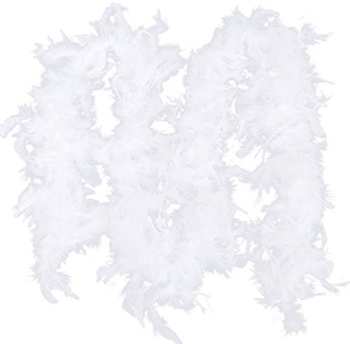 Weißen Federboa für Weihnachtsbaum, 2M Federboa Weiß Weihnachtsbaum Federgirlande Weiß Weihnachtsbaumband Flauschige Girlande Boa-Streifen Dekoration für Hochzeit Partydekoration