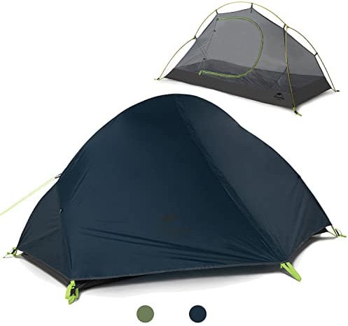 Naturehike Ultraleichtes Zelt,1-2 Person Kuppelzelt Wasserdicht für Rucksackreisen Trekking mit 3 Jahereszeiten,Einfache Einrichtung für Wanderungen Tragbar Anti UV Doppelschicht Campingtent