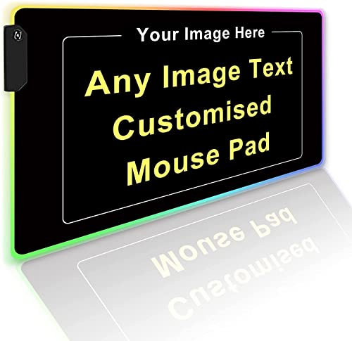 Naispanda Tapis de Souris de Jeu LED RVB personnalisé avec Photo et Texte Tapis de Souris de Jeu personnalisé pour Bureau, Cadeaux personnalisée, 23,6 x 13,8 Pouces
