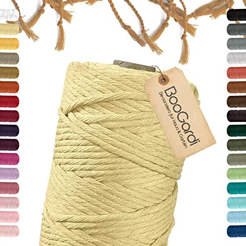 BooGardi Makramee Garn · viele Farben · Hellgelb 5mm x 100m · 3mm oder 5mm · Wollgarn · kreatives knüpfen weben Stricken · DIY Boho Garn
