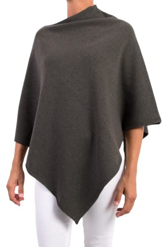 Poncho Mischung Kaschmir für Damen, hergestellt in Italien, Merinowolle, Kaschmir, Schwarz, Beige, Weiß, Blau, Strick, Umhang, Einheitsgröße, Geschenk, Winterkleidung, Pashmina, kaki, Einheitsgröße