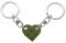 Porte-Clés en Forme Coeur, 2 Pièces Porte Clé Coeur Couple Porte-Clés pour Petit Ami Cadeau Porte-Clés Décorations Coeur Cadeau Saint Valentin pour Petite Amie Petit Ami (Armée verte)