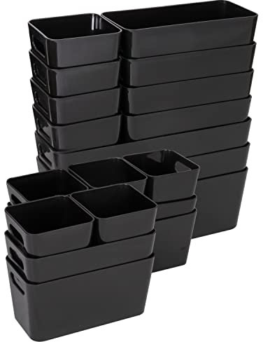 Hummelladen 22 Teile Organizer Set - 10 cm hoch - in 3 Größen - schwarz - Schubladeneinsatz - passend für Schubladen bis 90x40cm