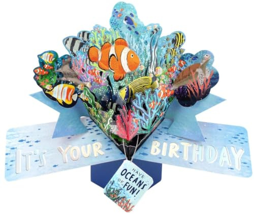 Under The Sea Pop Up Birthday Greeting Card with Fish 3D Pop-Up Cards POP221