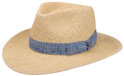 Lierys CHAPEAUSHOP Blue Band Western Chapeau Cowboy Paille Panama Bande en Tissu Unisexe Printemps Ete