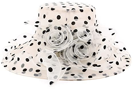 Naimo Damen Organza Hut Blumen Fascinator Hut Breite Krempe Kentucky Derby Sommerhut Brauthut Kirche Tea Party Hochzeit Sonnenhut