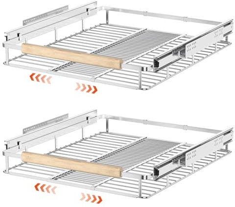 SANNO Pull Out Cabinet Organizer, Heavy Duty Steel Metal cabinet drawers slide out, Expandable Slide Out Shelves Requires At Least 23.1 to 39.9 W Cabinet Opening