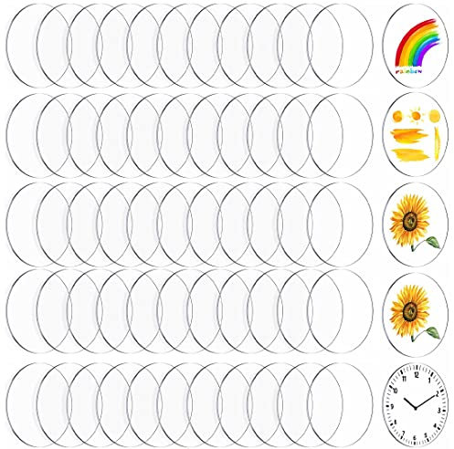 IUDWCG - 50 Pcs Placa de vidrio acrílico transparente redondo perforado placa de plexiglás para llavero espacios en blanco decoración del hogar pastel de producción de bricolaje (50 * 1 mm)