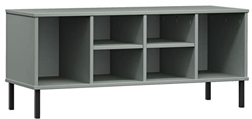 Tidyard Schuhregal mit Metallbeinen Schuhablage Oslo Schuhschrank Holzregal Schuhständer Schuhaufbewahrung Regal Ablage 106 x 35 x 45 cm (B x T x H) Massives Kiefernholz,Metall Grau