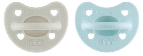 Chicco PhysioForma Luxe Silikon Schnuller, 6-16M, Grau-Blau, 2 Stück, weich und sanft, unterstützt die physiologische Atmung und fördert die richtige Entwicklung des Mundes, Kinder