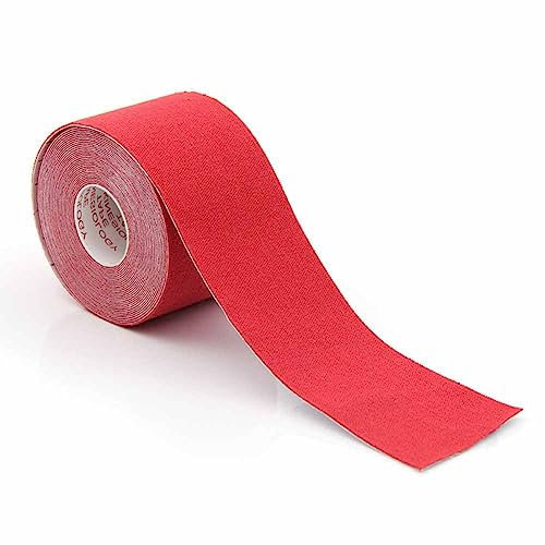 SHTGOI 2 Rolle Kinesiotapes 2.5cm*5m Kinesiologie Tape Wasserdichtes Atmungsaktives Physio-Tape Selbstklebende Fitness Bandage Elastisches Muskelpflaster für Sport Training Schmerzlinderung Rot
