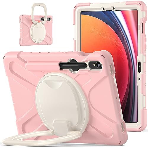 PboyiqiS For Samsung Galaxy Tab S10+/S10 Plus Case for Kids 2024,With 360 Kickstand Shoulder Strap Pencil Holder,Also For Tab S9 FE/9/8/7 Plus/S7 FE (Galaxy Tab S10/S9 FE/S9/S8/S7 Plus/S7 FE, Pink)