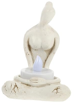 Amosfun Guardian Angel Yoga Resin Ornaments Fashionable Candlestick Props Desktop Candle Holder for Decor