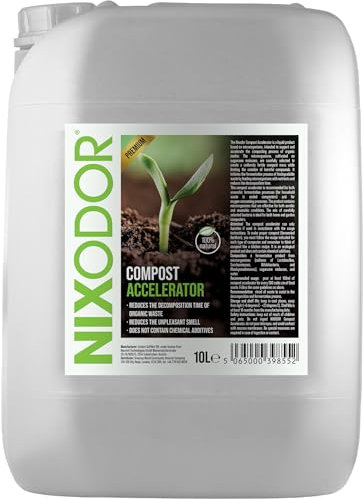 Nixodor Compost Accelerator 10L – Fast Acting Organic Compost Activator, Speeds Up Decomposition, Reduces Odor – Ideal for Garden & Kitchen Waste, Environmentally Friendly Formula
