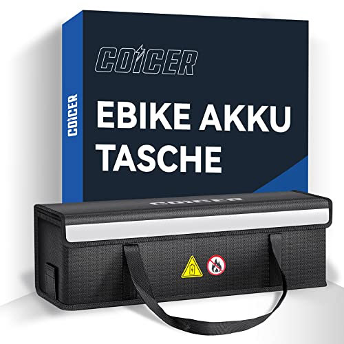 Coicer E-Bike Akku Tasche, Schutz Feuerfeste Box für Akkus, Dokumententasche Explosionsgeschützte Lipo Fahrrad, Safe Bag Ebike, Akku Schutzhülle Große Batterieaufbewahrung Zubehör (XL-56x23x24.5 cm)
