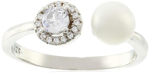 Beneto Ring Open Silver Ring mit Zirkonen und AGG339 Pearl - Circuit: L (60-63 mm) sBE0669-60 Marke, Estándar, Nicht-Edelmetall, Kein Edelstein