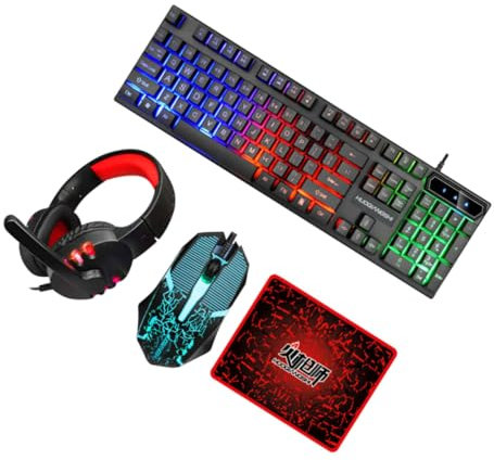 BESTonZON Gaming Keyboard Mouse Headphone Combo Ergonomic Mouse for Gamer Backlit Wired Computer Usb Keyboard and Gaming