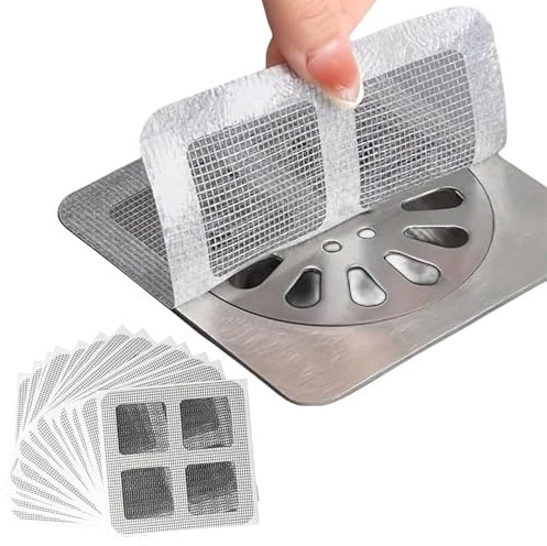 JDBlissful Disposable Shower Drain Hair Catchers, Floor Drain Mesh Strainer Sticker with Waterproof Adhesive, Hair Stopper for Bathing Kitchen Room Drain Sticker Drain Cover (Square) (100)