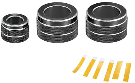 Hihaha Klimaanlage Radio Lautstärkeregler Schalterknopfabdeckungsring für BMW F10 11-16 / Innenraumdekor/Stilvolles Aluminiumlegierung / 3 Stück Schwarz