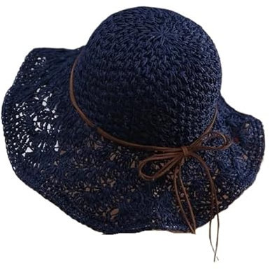 Chapeau d'été pour femme - Chapeau de paille de luxe décontracté avec nœud papillon - Décoration élégante - Protection solaire - Plage extérieure - Paille polyvalente, 1 couleur, STYLED