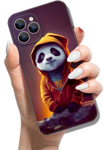 Handyhülle für iPhone 11 Pro 5.8 Hülle Tier Muster Motiv Weich TPU Silikon Schwarz Case für Mädchen Jungen Dünn Slim Soft Cover - Panda