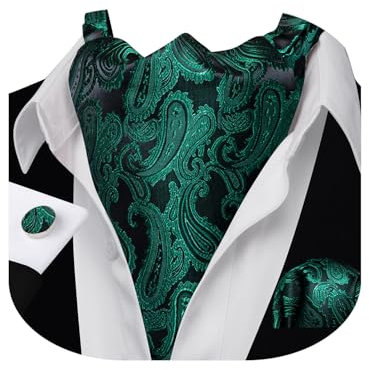 Barry.Wang Ensemble de Cravate en Soie pour Homme, Nœud Papillon Motif Cachemire, Ascot Tissé et Pochette de Poche avec Boutons de Manchette pour Mariage et Tenue Formelle, taille unique