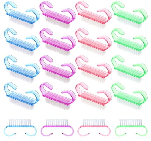 Aeaocvo 20 Stück Nagelbürste, Handbürste Mini Nail Brush mit Griff, Fingernagelbürste für Maniküre, Nagelreinigungsbürste, Peeling Reinigungsbürsten für Zehen, Nägel