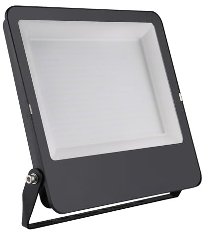 Bright Source LED Floodlight, IP65, 300W, 48000lm, 120° Beam Angle, 6500K Daylight White, Black, with Adjustable Tilt Mounting Bracket & 1m Lead Wire