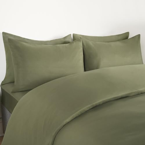 Brentfords Green Pillow Cases 2 Pack, Housewife Pillowcases Bed Pillow Soft Comfortable Hotel Quality Luxury Pillow Case with Envelope Closure - Woodland Green, 50cm x 75cm