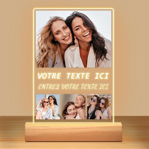 Cadeau Femme Personnalisé, Cadre Photo Personnalisé - Cadre Personnalisé Photo, Lampe Personnalisée avec Photos, Idee Cadeau Soeur Meilleure Amie, Cadeau Anniversaire Femmes, Cadeau Noel Femme