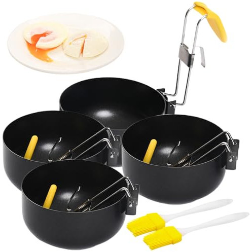 Stainless Steel Egg Cooker,2 PCS 2025 New Electric Collapsible Hang Ear Egg Boiler Non-stick Egg Poacher Boiler Ring, Poached Egg Moulds, for Perfect Boiled Eggs for Kitchen Gadgets (2 Set)